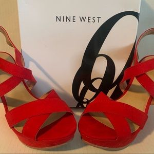NWT Nine West Red Wedges